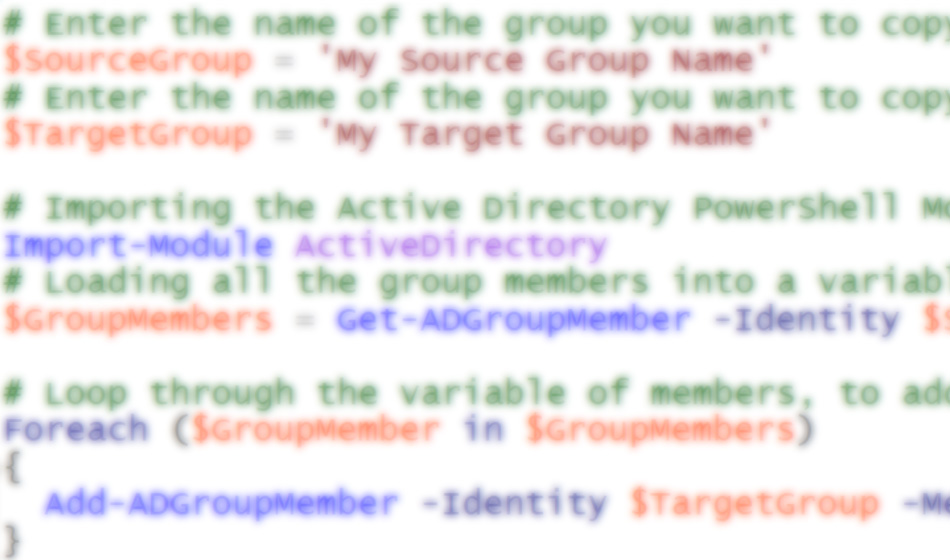 Copy users from one AD group to another using PowerShell
